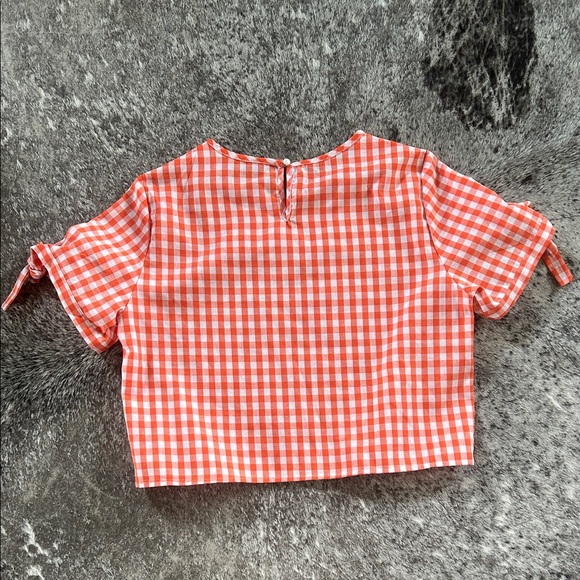 SHEIN Orange Gingham Blouse - Picture 3 of 3